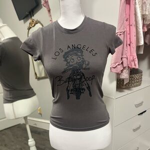 Betty Boop Gray Fitted Short Sleeve Tee